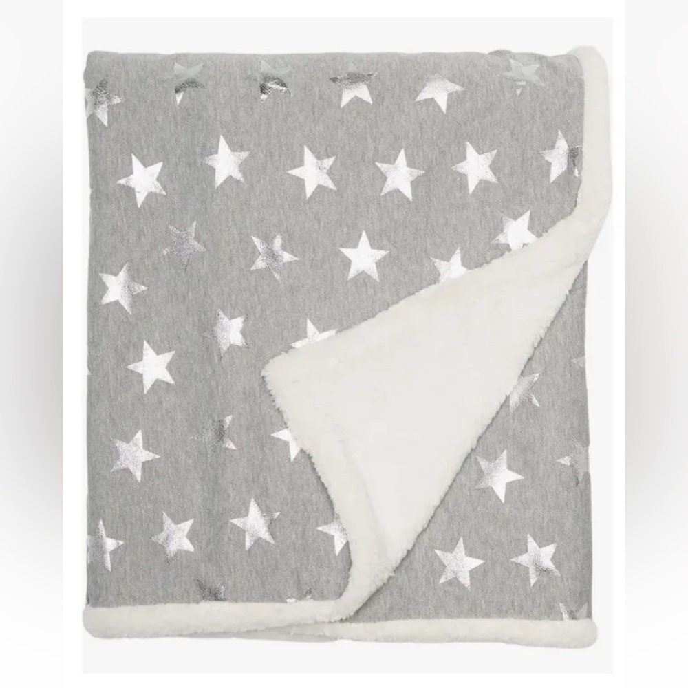 Dormify Snuggle Me Sweatshirt Star Sherpa Throw Blanket Gray Silver 50 X 60”